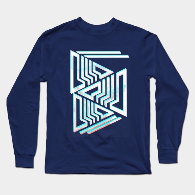 Geometric triangle popart blue Long Sleeve T-Shirt by carolsalazar